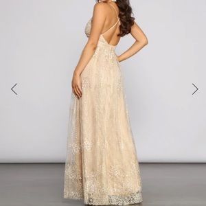 Windsor Gold Glitter Formal Dress.